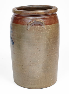 Rare Upper Alton, Illinois Stoneware Jar w/ Two-Color Slip Decoration and 1867 Date