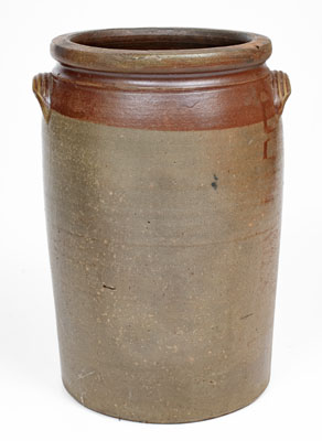 Rare Upper Alton, Illinois Stoneware Jar w/ Two-Color Slip Decoration and 1867 Date