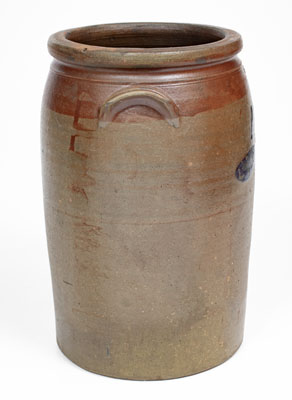 Rare Upper Alton, Illinois Stoneware Jar w/ Two-Color Slip Decoration and 1867 Date