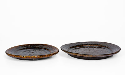 Two Alkaline-Glazed Stoneware Plates attrib. J.S. Penland, Buncombe County, North Carolina