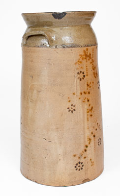 Rare Five-Gallon Stoneware Churn w/ Stenciled Brown-Slip Floral Decoration, attrib. Whelchel Family, Gaffney, SC