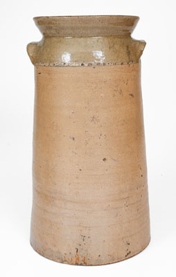 Rare Five-Gallon Stoneware Churn w/ Stenciled Brown-Slip Floral Decoration, attrib. Whelchel Family, Gaffney, SC