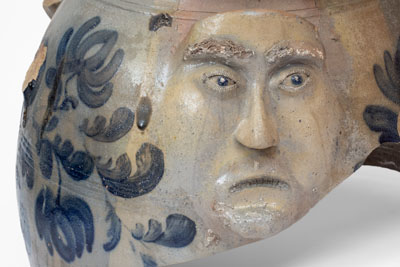 Important and Possibly Unique Large-Sized Stoneware Face Vessel Fragment attrib. James Hamilton, Beaver, PA, c1850