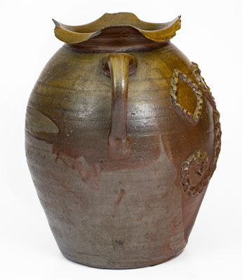 Exceptional Salt-Glazed Stoneware Jar w/ Applied Decoration, attrib. Hedgecough Pottery, Putnam County, TN