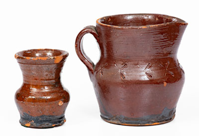 Two Pieces of Glazed Redware attrib. Henry Schofield, Cecil County, MD, circa 1930