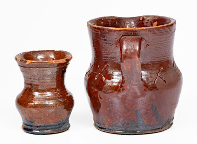 Two Pieces of Glazed Redware attrib. Henry Schofield, Cecil County, MD, circa 1930