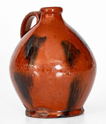 Manganese-Decorated Redware Jug, Norwalk, CT or Huntington, Long Island, NY