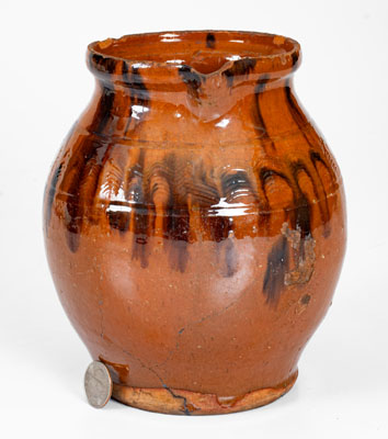 Manganese-Decorated New England Redware Pitcher, probably Bristol County, MA, late 18th or early 19th century