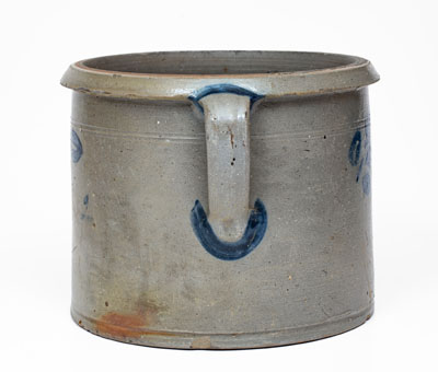 Attrib. Brown Family, Alleghany County, Virginia Open-Handled Stoneware Cake Crock w/ Cobalt Floral Decoration