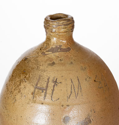 Alkaline-Glazed Southern Stoneware Jug Inscribed HJM BB, second half 19th century