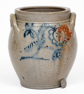 Stoneware Jar w/ Cobalt Floral Decoration, Northeastern U.S. origin, first quarter 19th century