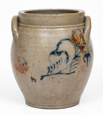 Stoneware Jar w/ Cobalt Floral Decoration, Northeastern U.S. origin, first quarter 19th century