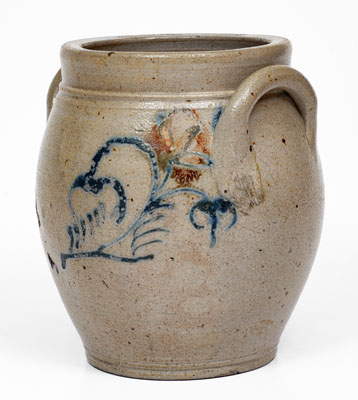 Stoneware Jar w/ Cobalt Floral Decoration, Northeastern U.S. origin, first quarter 19th century