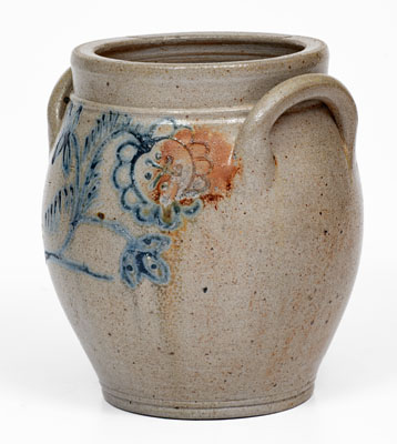 Stoneware Jar w/ Cobalt Floral Decoration, Northeastern U.S. origin, first quarter 19th century