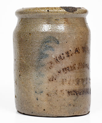 Rare RICE & BROYLES / SUNNYSIDE, WV Stoneware Jar w/ Cobalt and Manganese Decoration, c1875