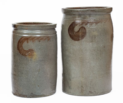 Two Manganese-Decorated S. BELL & SON. / STRASBURG, Virginia Stoneware Jars, c1890