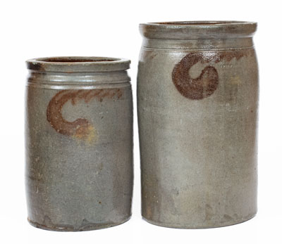 Two Manganese-Decorated S. BELL & SON. / STRASBURG, Virginia Stoneware Jars, c1890