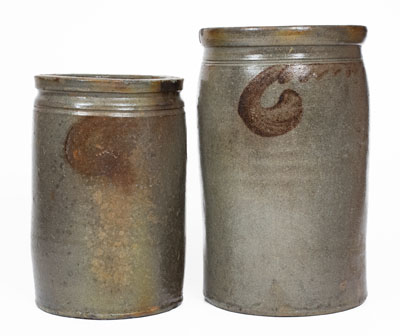 Two Manganese-Decorated S. BELL & SON. / STRASBURG, Virginia Stoneware Jars, c1890