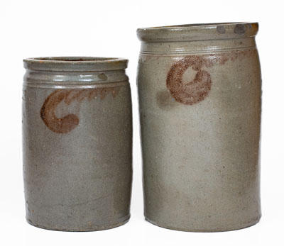 Two Manganese-Decorated S. BELL & SON. / STRASBURG, Virginia Stoneware Jars, c1890