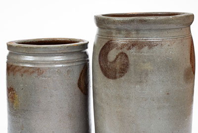 Two Manganese-Decorated S. BELL & SON. / STRASBURG, Virginia Stoneware Jars, c1890