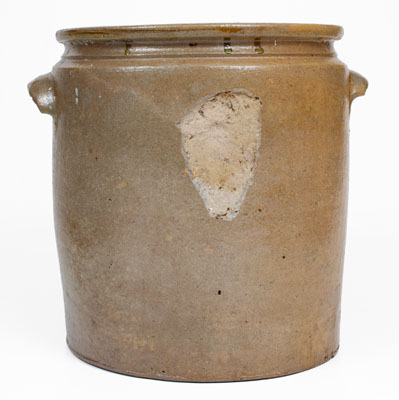 Six-Gallon Salt-Glazed Stoneware Jar w/ Elaborate Incised Foliate Decoration, probably Ohio