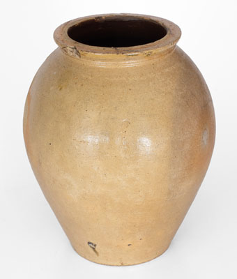 Three-Gallon Ohio Salt-Glazed Stoneware Jar w/ Incised Floral Decoration, mid 19th century