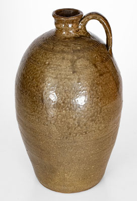 Unusual Alkaline-Glazed North Carolina Stoneware Jug w/ Profuse Impressed Capacity Mark Decoration