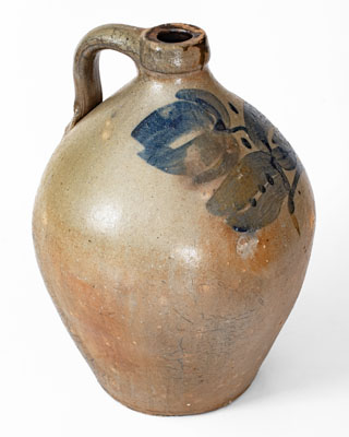 Three-Gallon Ohio Stoneware Jug w/ Cobalt Floral Decoration, mid 19th century