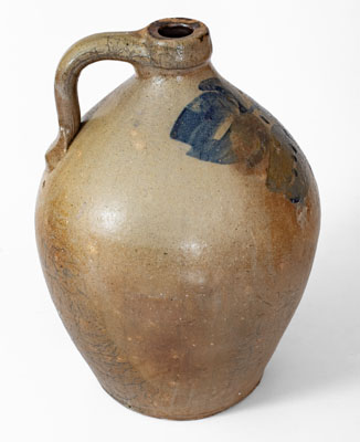 Three-Gallon Ohio Stoneware Jug w/ Cobalt Floral Decoration, mid 19th century