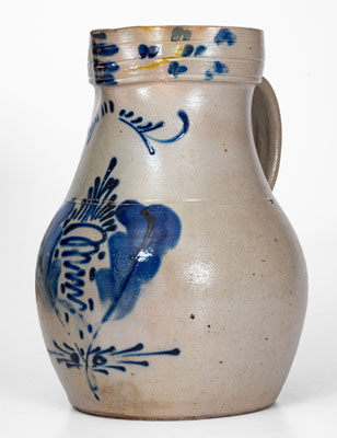 Two-Gallon Stoneware Pitcher w/ Abstract Cobalt Decoration, attrib. Somerset Potters Works, Massachusetts