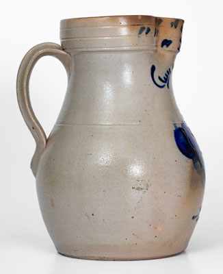 Two-Gallon Stoneware Pitcher w/ Abstract Cobalt Decoration, attrib. Somerset Potters Works, Massachusetts