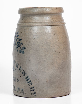 ENEIX & FRANKENBERRY / NEW GENEVA, PA Stoneware Canning Jar, circa 1875