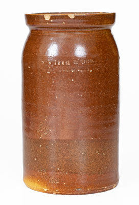 Albany-Slip-Glazed S SMYTH & BRO. / HOLLY SPRINGS, MISS. Stoneware Jar, circa 1870-1887