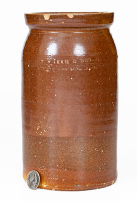 Albany-Slip-Glazed S SMYTH & BRO. / HOLLY SPRINGS, MISS. Stoneware Jar, circa 1870-1887