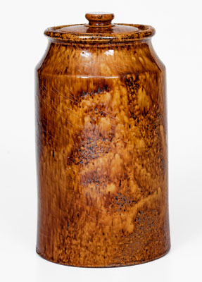 Exceptional Glazed Redware Jar w/ Lid, attrib. Emanuel Suter, Rockingham County, Virginia, c1875