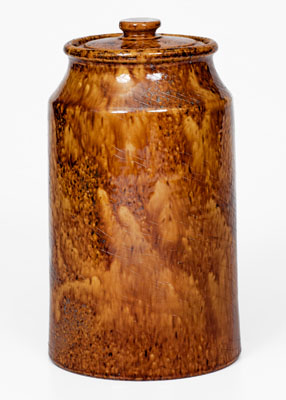 Exceptional Glazed Redware Jar w/ Lid, attrib. Emanuel Suter, Rockingham County, Virginia, c1875