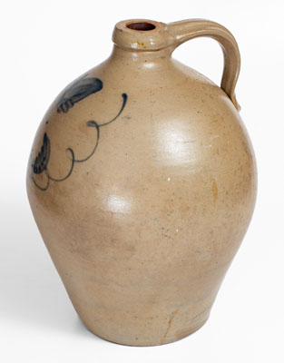 Four-Gallon New York State Stoneware Jug w/ Cobalt Floral Decoration, circa 1825