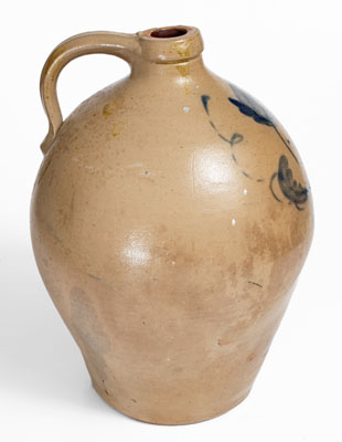 Four-Gallon New York State Stoneware Jug w/ Cobalt Floral Decoration, circa 1825