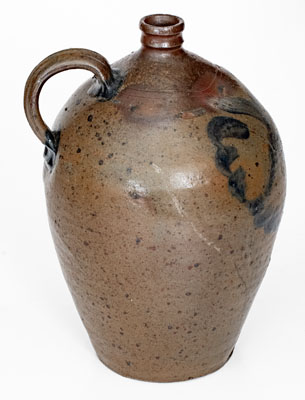 Attrib. Samuel Frayser, Henrico County, VA Stoneware Jug w/ Elaborate Cobalt Floral Decoration, c1821-1849