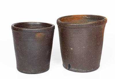 Two Salt-Glazed Stoneware Flowerpots attrib. Decker Pottery, Washington County, Tennessee