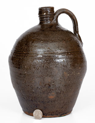 Catawba Valley, NC Alkaline-Glazed Stoneware Jug, mid to late 19th century