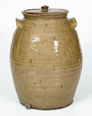 Scarce Four-Gallon Alkaline-Glazed Stoneware Jar w/ Lid, attrib. Landrum Brick and Pottery, Columbia, SC