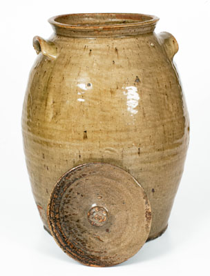 Scarce Four-Gallon Alkaline-Glazed Stoneware Jar w/ Lid, attrib. Landrum Brick and Pottery, Columbia, SC