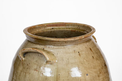 Scarce Four-Gallon Alkaline-Glazed Stoneware Jar w/ Lid, attrib. Landrum Brick and Pottery, Columbia, SC