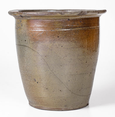 Rare Salt-Glazed Stoneware Jar with Incised Soldier and Inscription, attrib. Moses P. Harmon Pottery, Greene County, TN