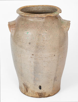 Four-Gallon Salt-Glazed Stoneware Jar Stamped JC (John Wesley Carpenter, Piper s Gap, Carroll County, VA)