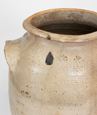 Four-Gallon Salt-Glazed Stoneware Jar Stamped JC (John Wesley Carpenter, Piper s Gap, Carroll County, VA)