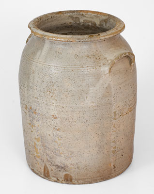 Four-Gallon Salt-Glazed Stoneware Jar Stamped JC (John Wesley Carpenter, Piper s Gap, Carroll Co, Virginia)