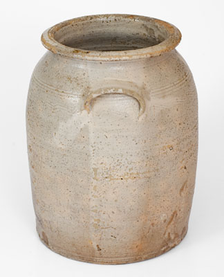 Four-Gallon Salt-Glazed Stoneware Jar Stamped JC (John Wesley Carpenter, Piper s Gap, Carroll Co, Virginia)