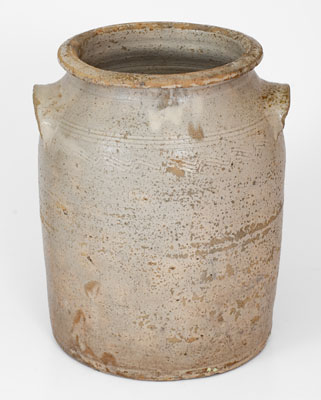 Four-Gallon Salt-Glazed Stoneware Jar Stamped JC (John Wesley Carpenter, Piper s Gap, Carroll Co, Virginia)